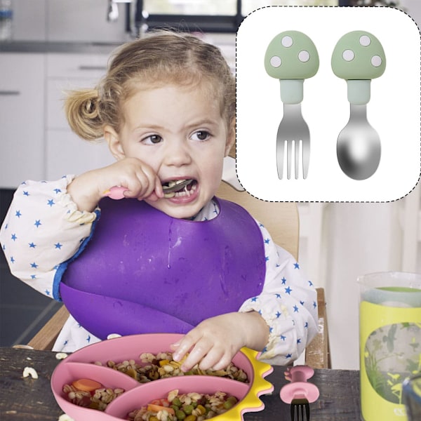 Baby træningsske til at lære at spise - Børnesilikonhjælpeske til mad