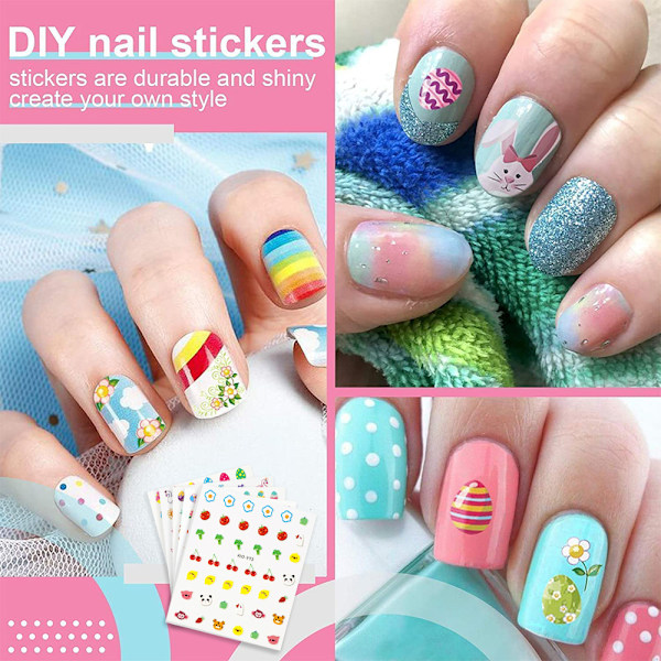 10 st Luminous Nagelstickers för Barn och Flickor, Självhäftande Glow Påsknageldekorationer