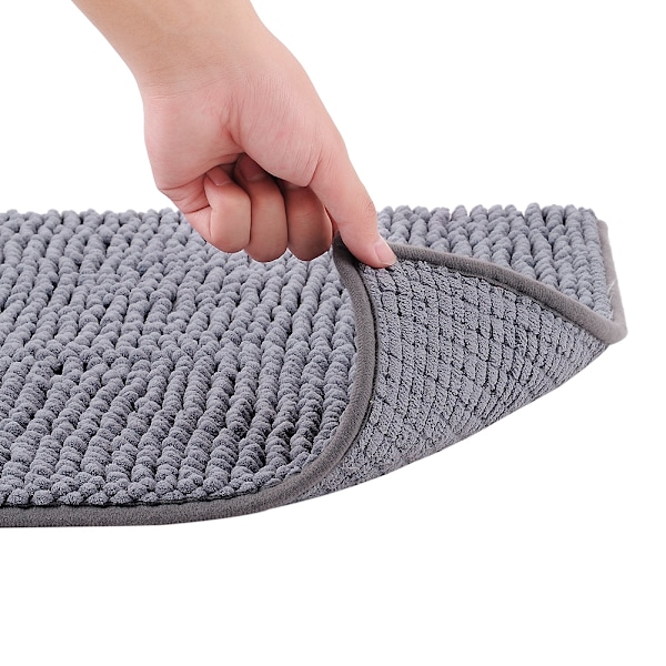 Chenille Anti-slip Vandabsorberende Skridsikker Måtte Badeværelse Stue (Mørkegrå)