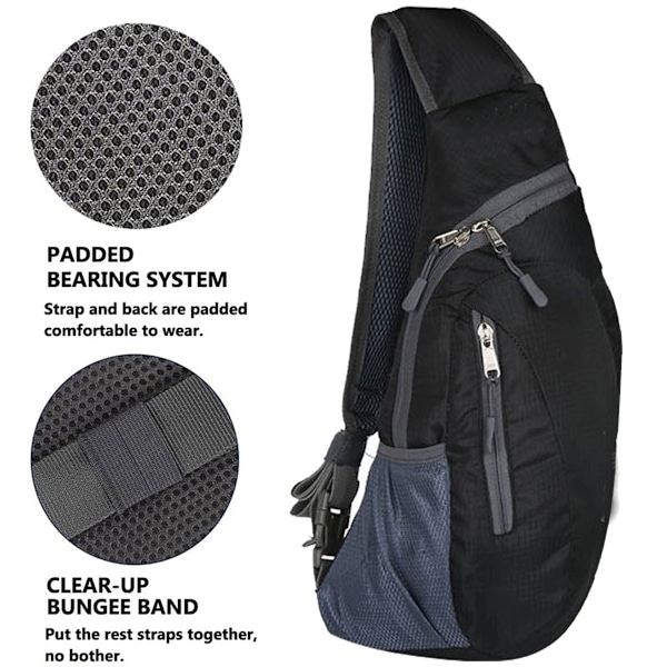 Männs ryggsäck liten crossbody bröstrem ryggsäck hopfällbar sportväska utomhus axelväska