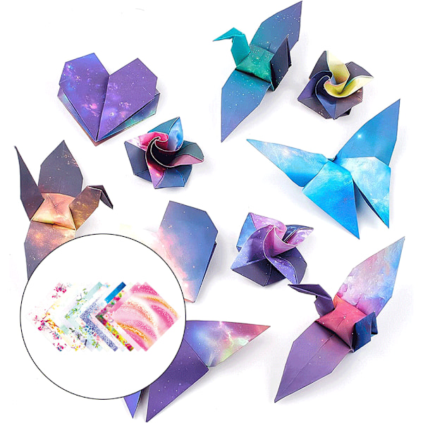 Origamipapper 100 ark 6 tum fyrkantiga olika färger på båda sidor handgjorda hantverk origamipapper konst kreativitet