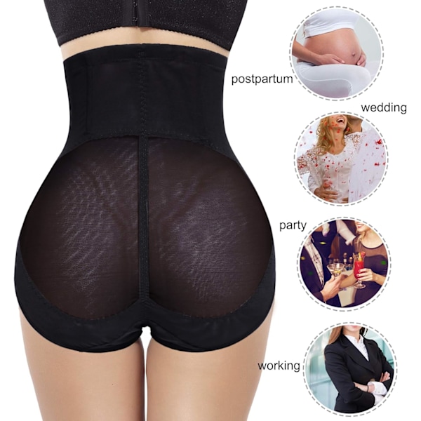 Dame Butt Lifter Shapewear Højtaljet Dobbelt Mavekontrol Panty Talje Træner Kropsformer
