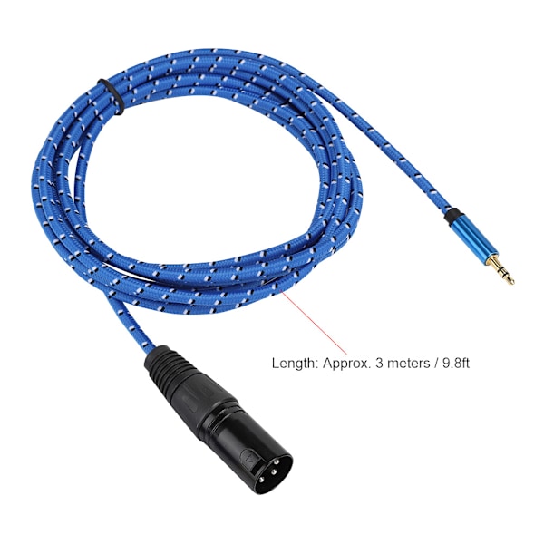 3 Meters 3,5 mm Stereo Han till XLR Han Adapter Audiokabel Patch Cord Tillbehör