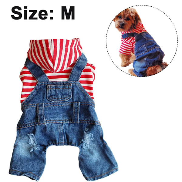 Hund- och katttröjor kläder röda randiga denimkläder blå jeans overaller en-delad jacka kostymer kläder huvtröjor