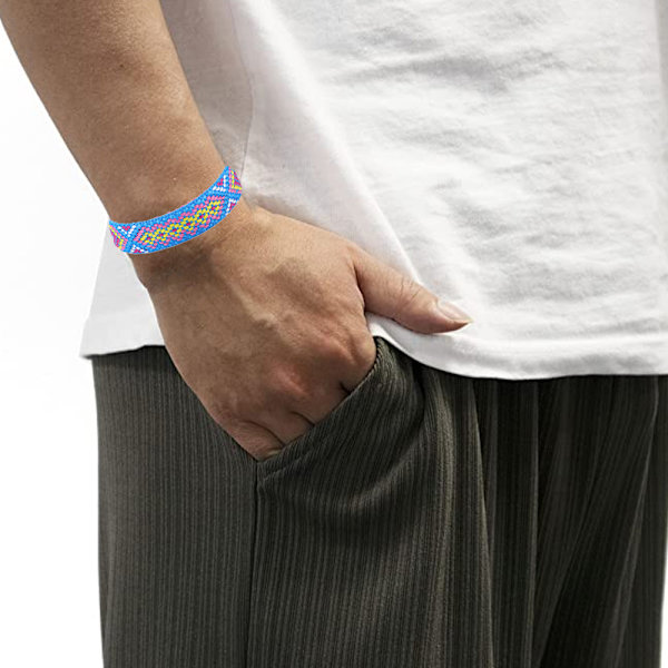 3 st Justerbara Armband för Kvinnor Flickor Vävda Vänbandsarmband, Armband Vävd Tofsar Bangles