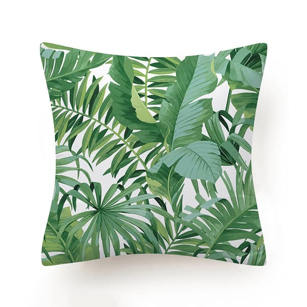 Set med 4 Kuddfodral 45 x 45 cm Tropiska Blad Grön Polyester