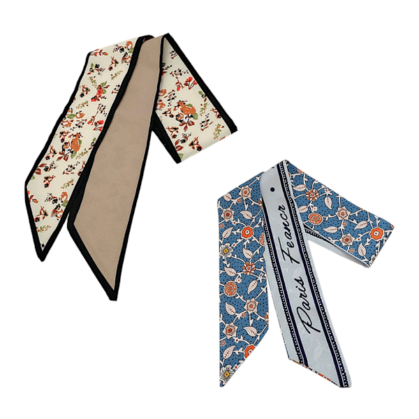 2-pakks Lang og Tynn Sjal i Chiffon - Slank Halsduk, Midjebånd, Hodeplagg for Kvinner og Jenter, Motegaver