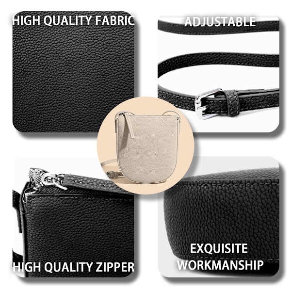Crossbodyväska för kvinnor, axelväska i ko-läder, mobiltelefonväska, liten crossbody, justerbar axelrem, mobilväska, plånbok för kvinnor