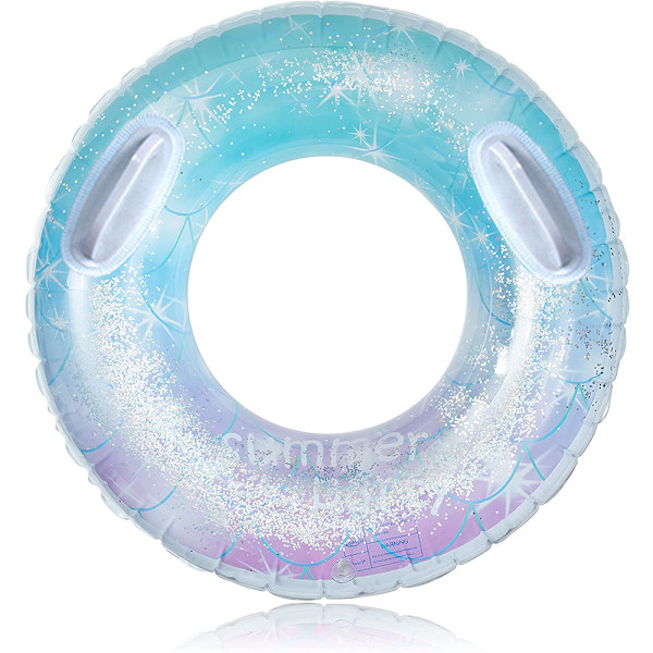 Uppblåsbar Pool Float Tube, Transparent Badring med Färgglada Glittrande Glitter Sommarvattenkul Floats Pool Tube Floats Ring Leksaker Strand Pool
