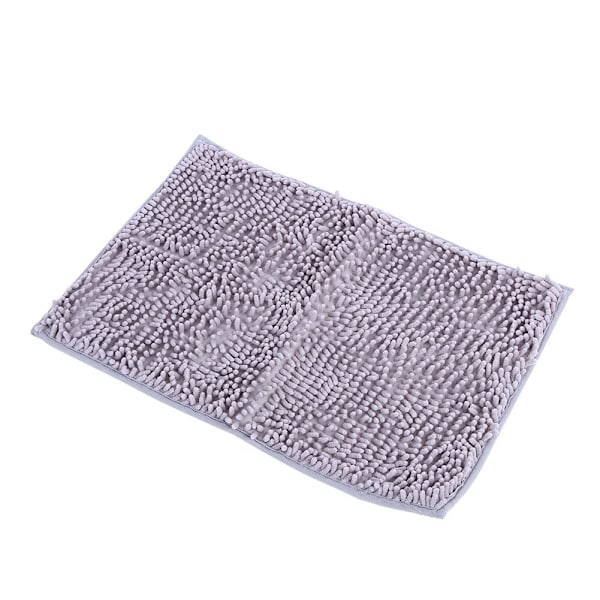 Shaggy Mikrofiber Absorberende Blød Badeværelsesbruser Bademåtte Tæppe Non-Slip Bag Sølvgrå