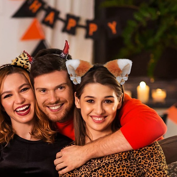 2-pak Kvinders Pige Sød Plysset Ræv Katteøre Pandebånd Halloween Kostume Fest Hårbånd Tilbehør