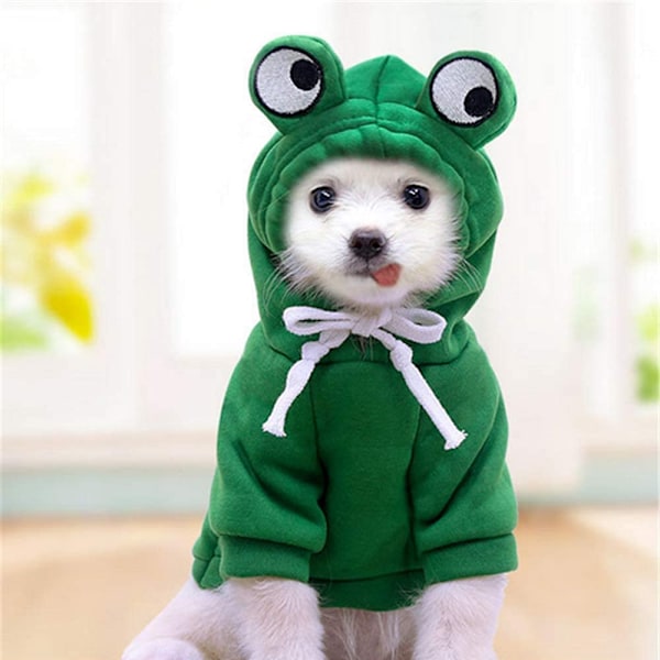 Hund Basiskjole Trøje Sød Frø Form Varmt Jakke Kæledyr Koldt Vejr Tøj Outfit Yderbeklædning