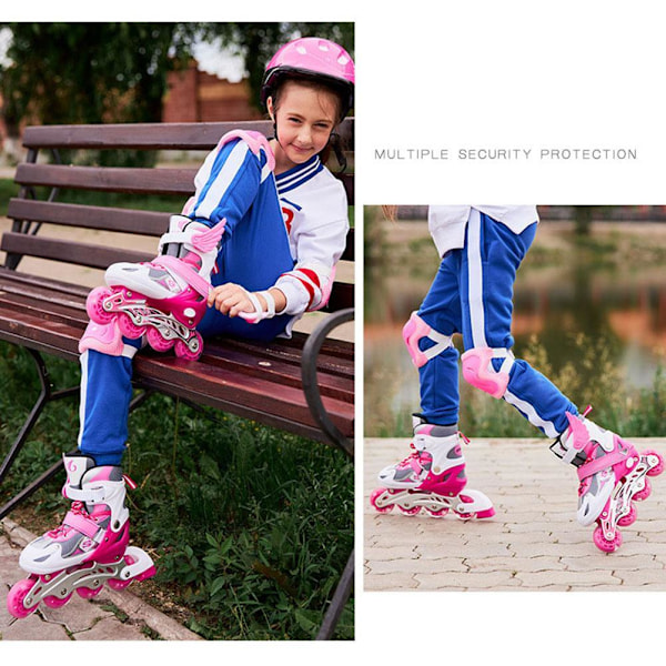 Justerbara Inline Skates för Barn, Roliga Upplysta Stötsäkra Hjul Inline Skates