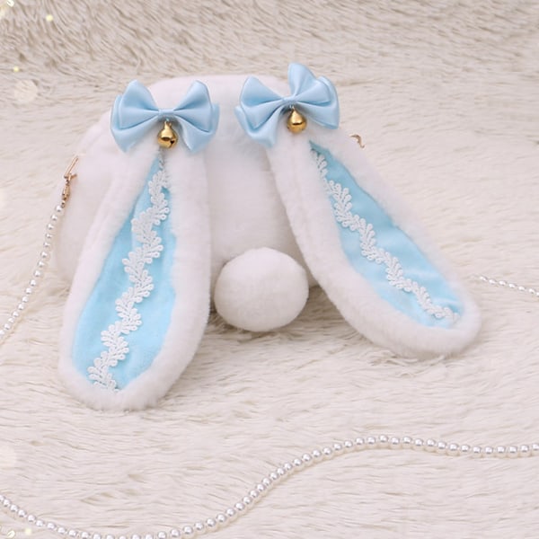 Ryggsekk for jenter Søt Lolitas Kanin Bunny Skulderryggsekk Skråveske Plysj Leke Jenter Barn Gave