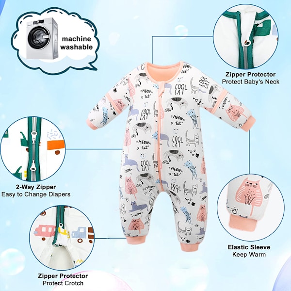 Baby sparkesikker dyne sovepose, tykk sovepose til efterår og vinter.