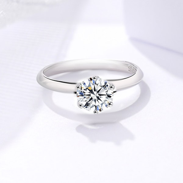 Moissanit Förlovningsring, Klassisk Förlovningsring för Kvinnor, 925 Sterling Silver