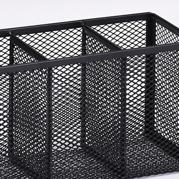 Blyantsholder, Sort Mesh Pen Organizer Opbevaringskurv, Cubicle Desk, Makeup Brush Holdere, Kontorer, 22.5*9.5*8cm