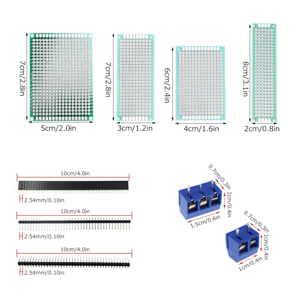 100 st Dubbelsidiga Kretskortssatser PCB Universal Tryckt Elektronisk Krets Prototyp Paneler