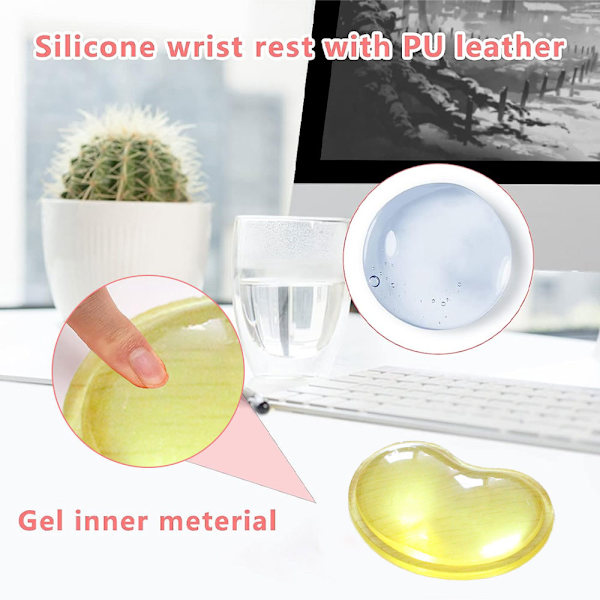 Ergonomisk silikone håndledsmusmåtte, transparent håndledsmåtte, hjerteformet gennemsigtig kølig håndpude