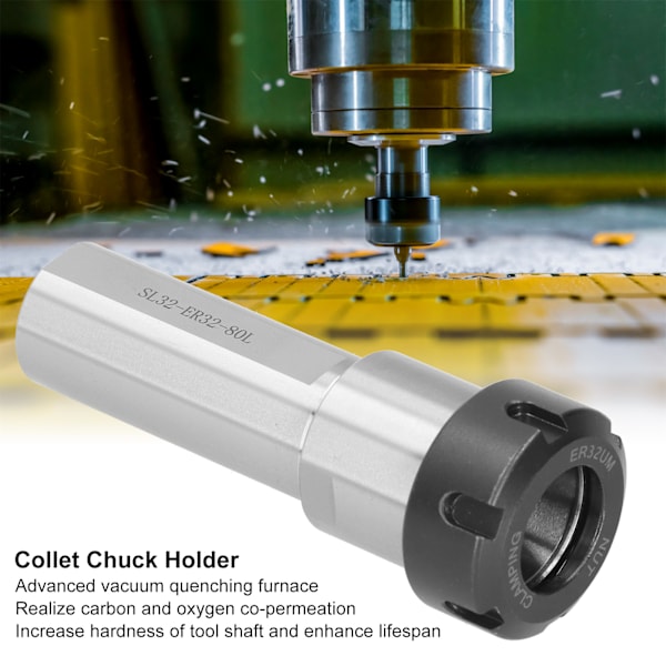 Collet Chuck -pidike Suora Varsi Jatkevarsi CNC Sorvi Koneen Napautus Työkalu SL32‑ER32‑80L