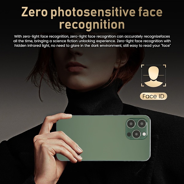 I13pro Max Smartphone för Android 11 6.1 tum 4 GB RAM 128 GB ROM Mobiltelefon 4G Nätverk Typ C Laddning 100‑240V Grön EU-kontakt