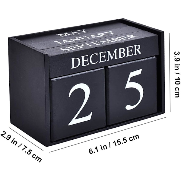 Träkalender med block - Evig blockmånadsskärm för hemmet eller kontoret, 6,1 x 3,9 x 2,9 tum$Kalenderblock - Trä, Evig