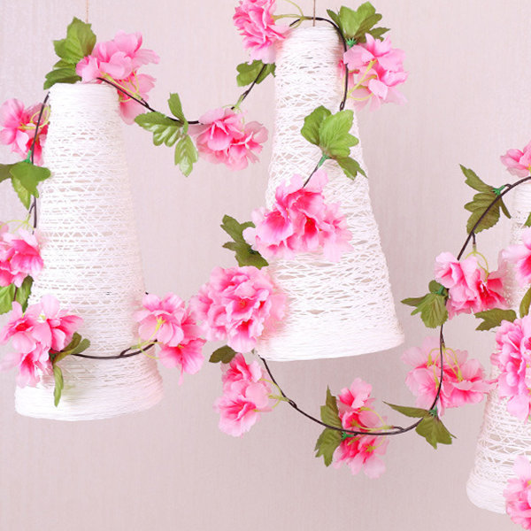 8 st konstgjorda körsbärsblommor, hängande växter sidenkrans falska körsbärsblommor för hemträdgård vägg staket inomhus utomhus bröllop födelsedag