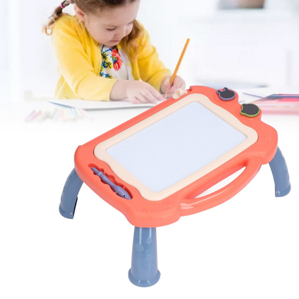 Magnetisk Tegnebrett Gjenbrukbar Fargerik Slettbar Tegne Doodle Pad med Bordbein for Barn 3 år og eldre (Engelsk【Lys Oransje】Tegnebrett Bord