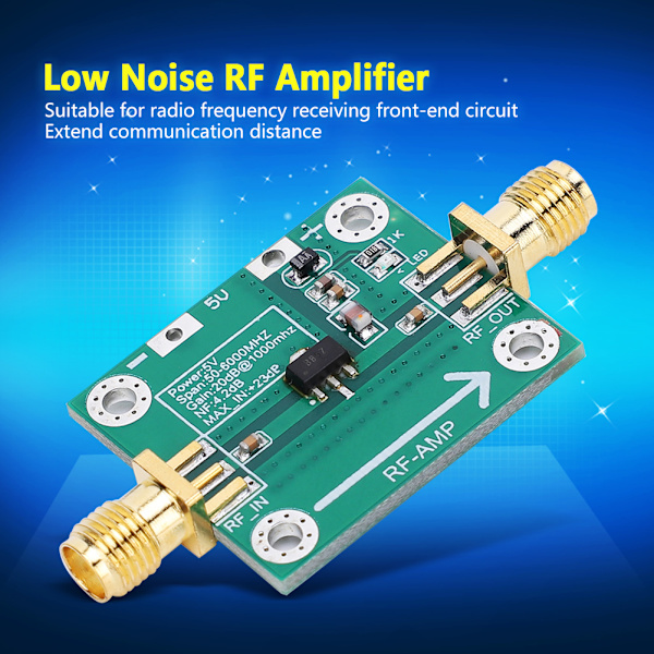 RF-förstärkarmodul Lågbrusförstärkning 20dB 50‑6000MHz RF Bredbandsförstärkarmodul