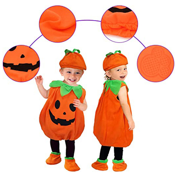 Babykläder för Halloween - Pumpa-Romper, Hatt & Skor