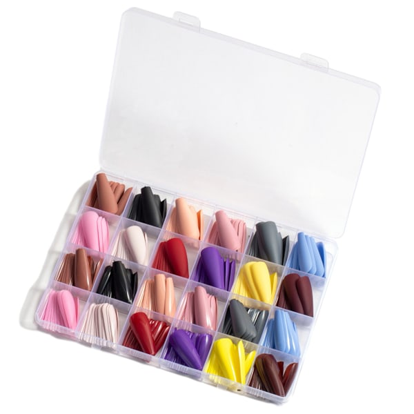 24 pakker med 576 matte trykte negle i medium længde, medium kiste falske negle fuldt sæt, akryl korte ballet falske neglespidser, neglekunst DIY