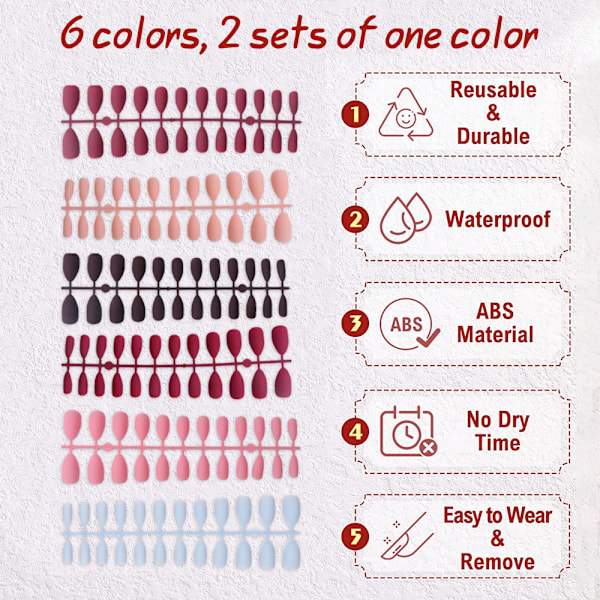 12 set Falska Naglar Medium Almond, Matt Medium Almond Falska Naglar Full Cover för Nagelkonst DIY