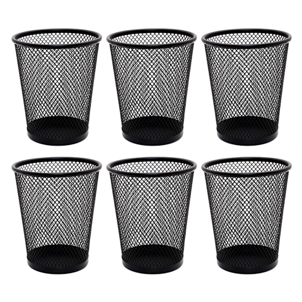 6-pack pennhållare i metallnät, runda pennhållare för skrivbordskontor, pennorganisatör, 10,8 x 9 cm