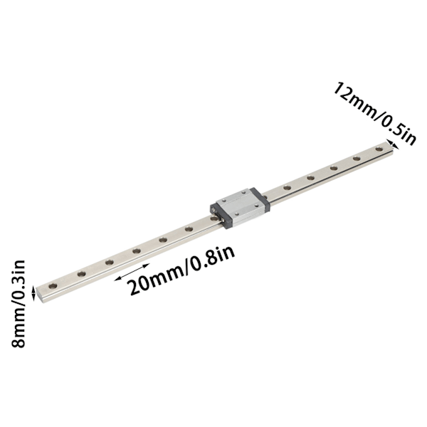 MGN12H Miniatyyrilineaarinen Liukurailukisko 12mm Leveys Lineaarinen Liukurailukisko Useimpiin Automaatiolaitteisiin 350mm