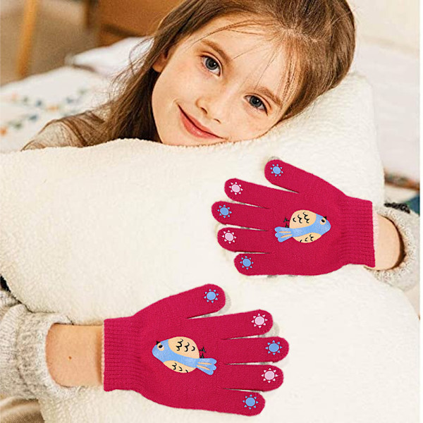 Barnvantar, Vinterstickade Vantar Stretchiga Helfingersvantar Vantar för Pojkar och Flickor