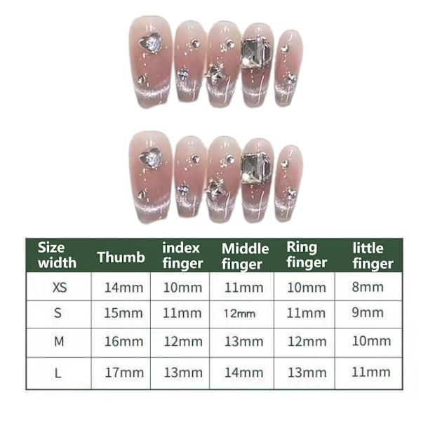 Långa tryckta naglar, Medium Coffin-form, Nagelkonst med 3D Lyxdesign, Återanvändbara Falska Naglar, 10 st med Relaterat Nagelset, 4 Storlekar