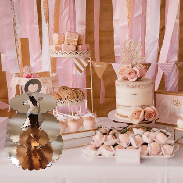 1 st 3-vånings Papperscupcakehållare, Engångs Cupcakehållare för Bröllop, Födelsedagsfester, Babyshower och Examen