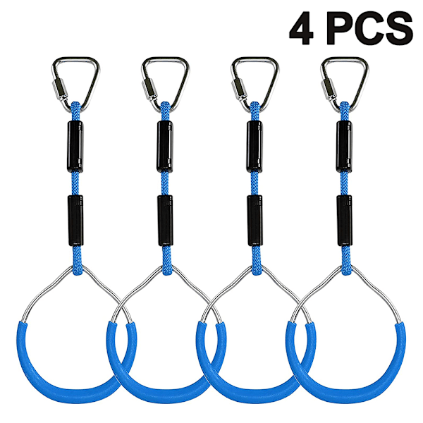Färgglada Svingringar för Gymnastik - 4-pack Utomhus Lekset & Lekplatsutrustning för Ninja-bana, Apa Ring, Klätterring, Hinderringar