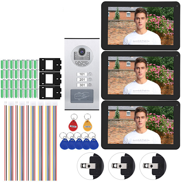 9-tums Smart Touchscreen Trådlös WIFI Intercom Dörrklocka System Videomonitor App 100-240V US