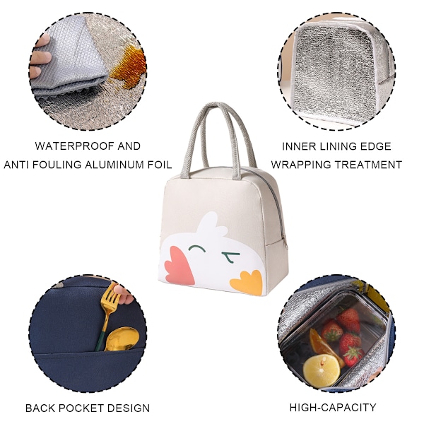 Lunsj Vanntett Bentoboks Gjenbrukbar Termisk Tote Bag for Kontorarbeider Piknik Vandring Strand Fiske