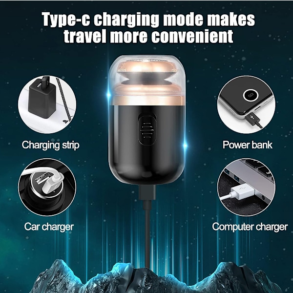 Mini Bærbar Barbermaskin, Lommestørrelse Elektrisk Barberhøvel for Menn Oppladbar Barberhøvel med USB for Reise