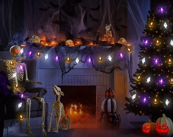 Halloween-valot, 16FT 30 LED Vedenpitävä 3D Kurpitsa Lepakko Haamu Ba[TT]