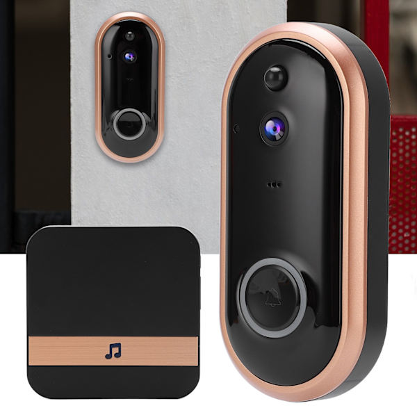 HD 1080P Videodörrklocka Tvåvägs Intercom Trådlös WiFi Dörrklocka Nattseende 166° Vidvinkel för Hemsäkerhet 90‑260VUK-kontakt
