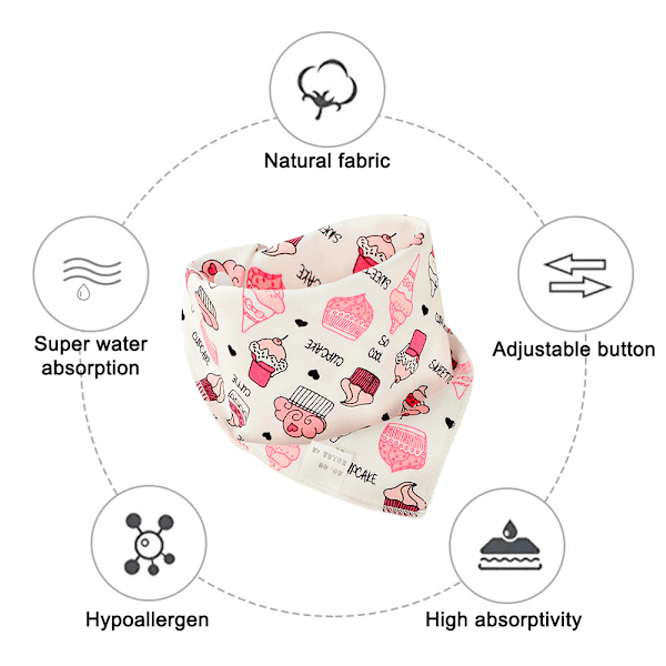 Baby Bandana-Sjal Spottar 8-pack för Dreglande och Tandspottning, Superabsorberande Hypoallergena, Levande Färger för Flickor