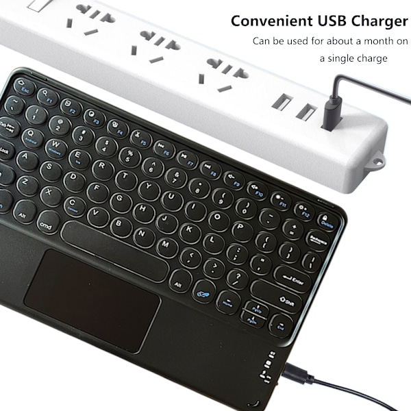 10 tums Bluetooth-tangentbord med pekfunktion, ultratunt trådlöst Bluetooth-tangentbord med pekplatta, inbyggt uppladdningsbart