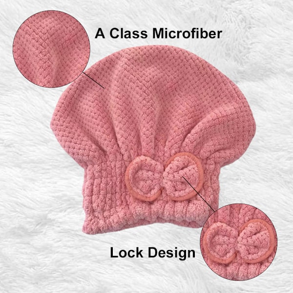 2 Pak Mikrofiber Hår Tørre Hætter Bløde & Ultra Absorberende