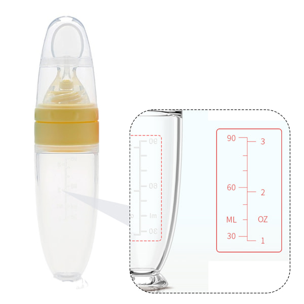 2 stk. Baby Silikon Foderflaske Ske Baby Mad Feeder med Stående Base til Spædbarn Dispensering og Foder