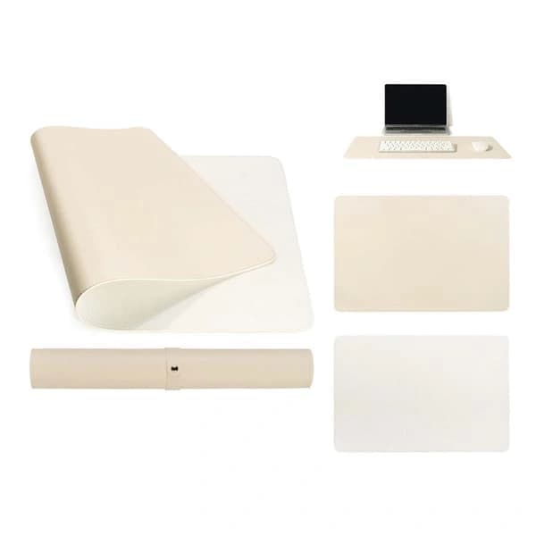 Desk pad, protective PU leather desk surface for home office, beige 80 x 40 cm