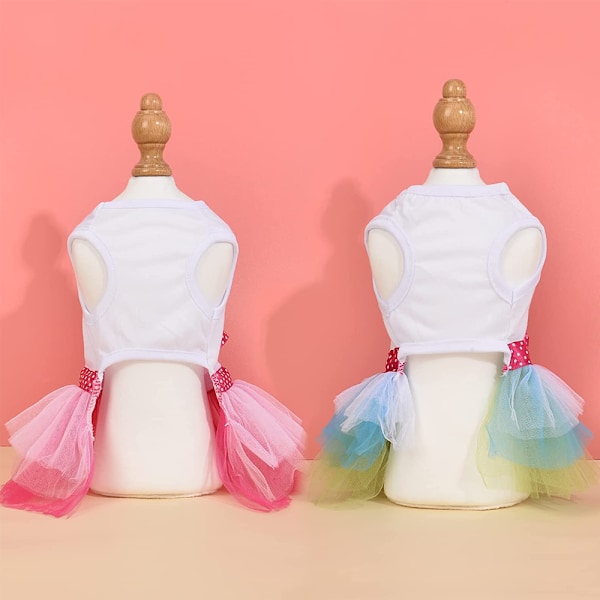 Små Hundefrokost Yorkie Chihuahua Klær Kjæledyr Valp Blonder Tutu Vest Skjørt Hund Prinsesse Kostyme Klær, Sett med 2