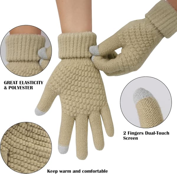 Women's Winter Gloves - Touchscreen Warm Thermal Soft Knitted